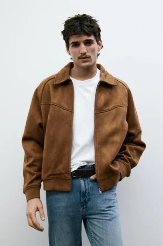 Veste en simili-suède